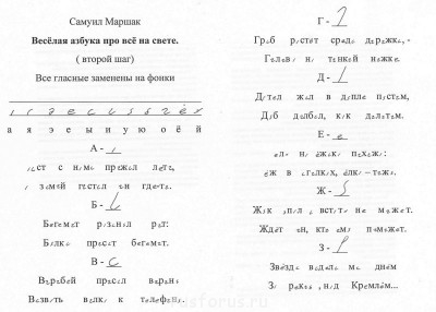 Второй шаг.<br />Все гласные заменены на фонки.